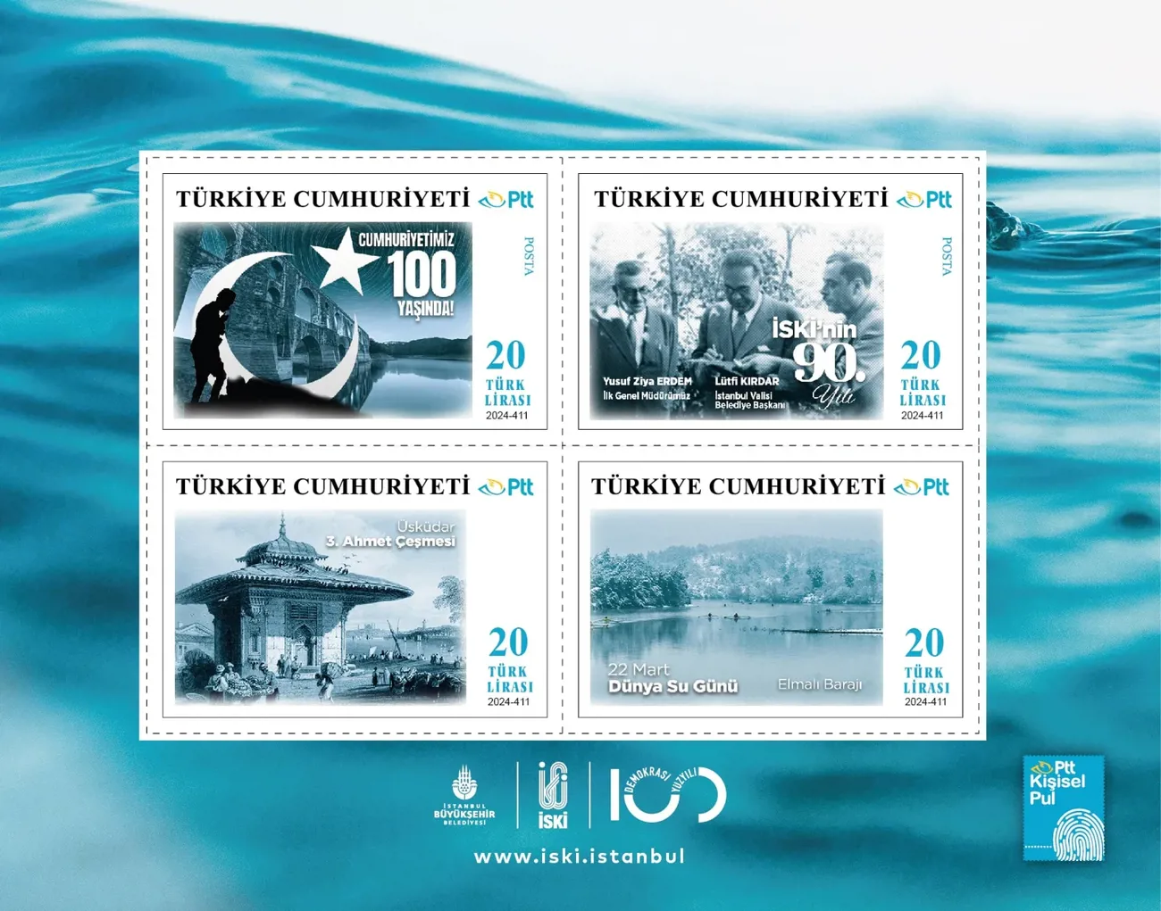 İSKİ’nin 90. Yılı ve Cumhuriyetimizin 100. Yılı Anısına Özel Pul ve Zarf Tasarımı